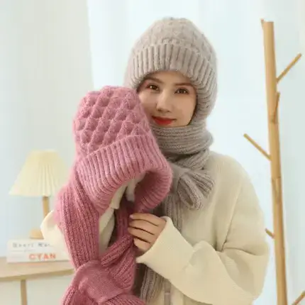 Windproof Integrated Ear Protection Cap Scarf Set