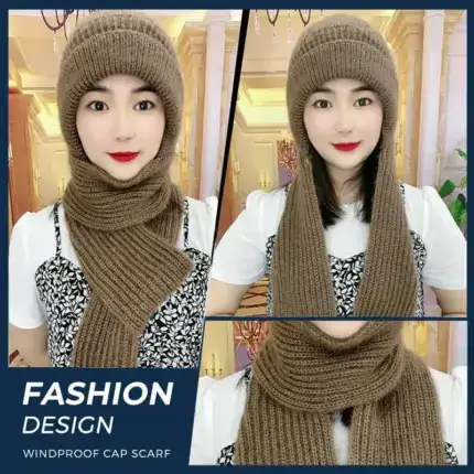 Windproof Integrated Ear Protection Cap Scarf Set