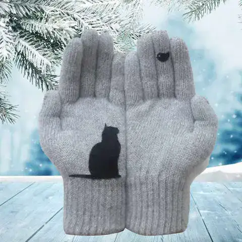 Cotton gloves with cat fan design