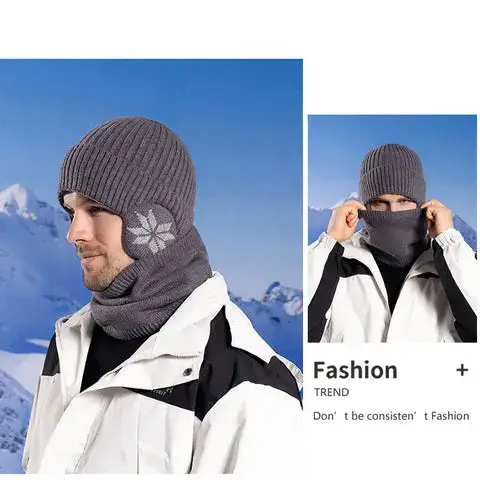 Earflap winter hat close-up